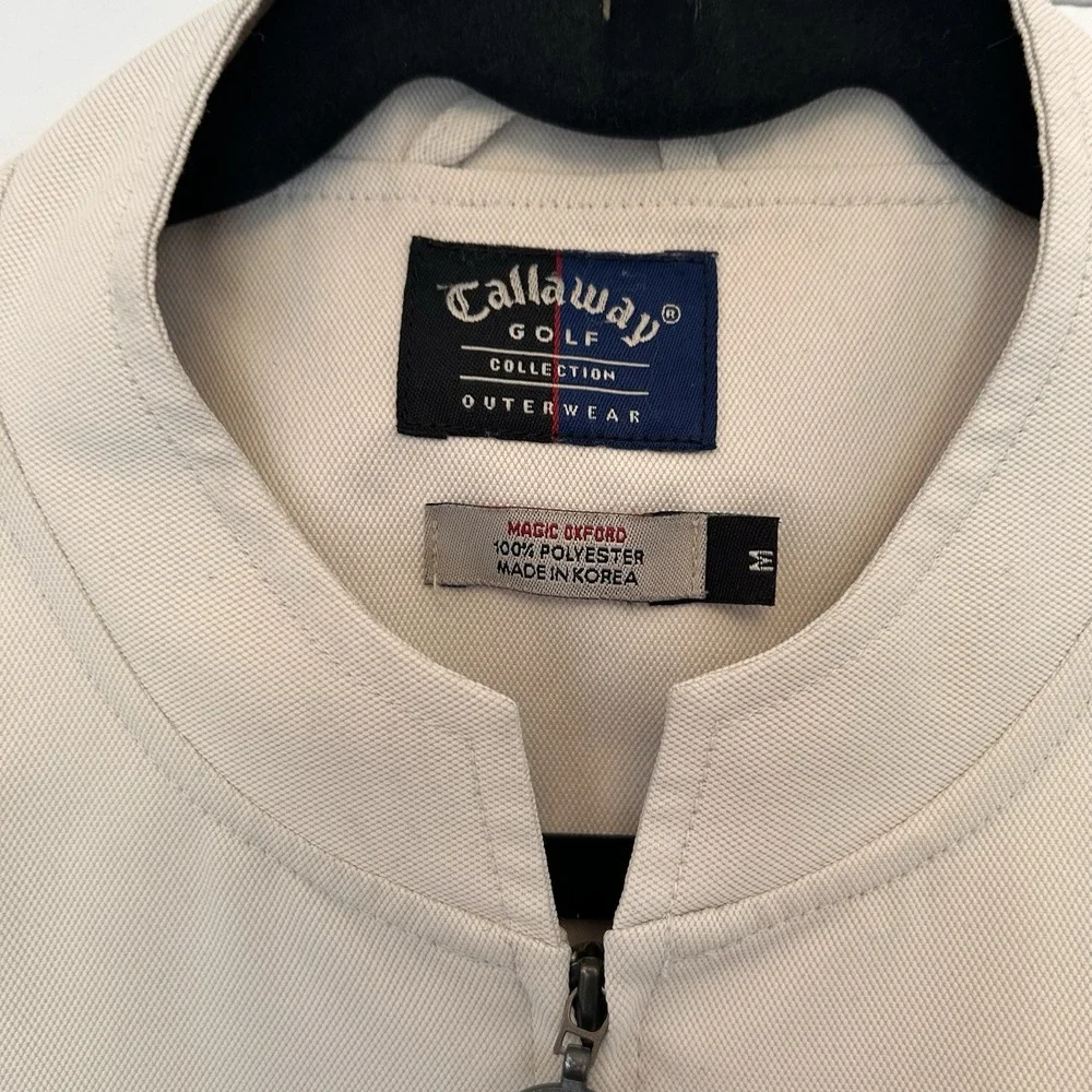 Callaway Jacket Mens Medium Tan Windbreaker Full Zip Mock Neck Outerwear Golf